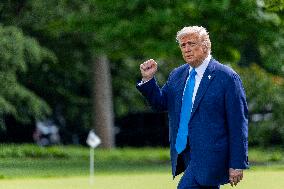 US President Donald J. Trump departs the White House for the weekend