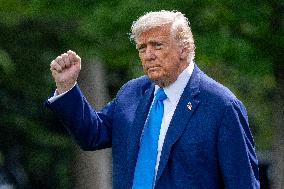 US President Donald J. Trump departs the White House for the weekend