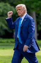 US President Donald J. Trump departs the White House for the weekend