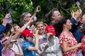 US President Donald J. Trump departs the White House for the weekend