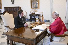 Pope Leo XIV Meets Javier Milei - Vatican