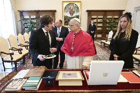 Pope Leo XIV Meets Javier Milei - Vatican