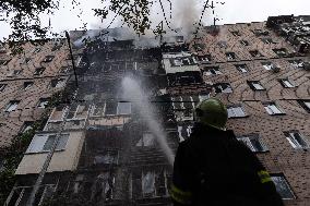 Russian Attack Hits A Residential Building In Kharkiv - Ukraine