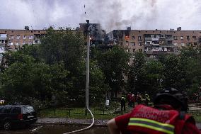 Russian Attack Hits A Residential Building In Kharkiv - Ukraine