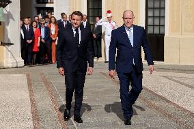 NO TABLOIDS - President Macron Visiting Monaco