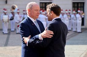 NO TABLOIDS - President Macron Visiting Monaco