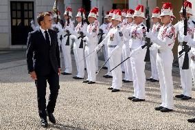 NO TABLOIDS - President Macron Visiting Monaco