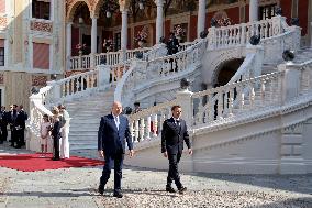 NO TABLOIDS - President Macron Visiting Monaco