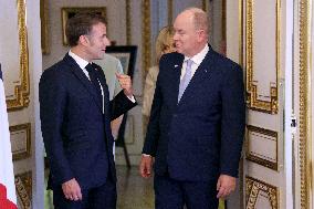 NO TABLOIDS - President Macron Visiting Monaco