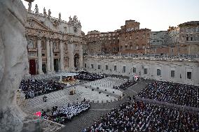 Pope Leo XIV Leads A Pentecost Vigil Prayer - Vatican