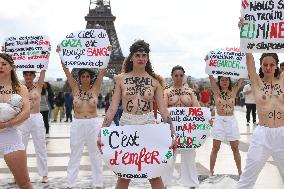 Gaza Protest By FEMEN At Trocadero - Paris