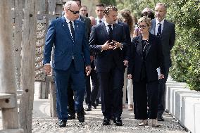 NO TABLOIDS - President Macron Visits Monaco With Prince Albert II