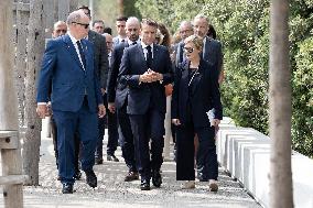 NO TABLOIDS - President Macron Visits Monaco With Prince Albert II