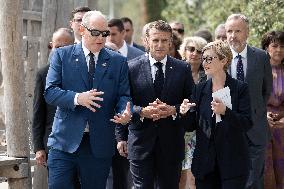 NO TABLOIDS - President Macron Visits Monaco With Prince Albert II