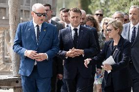NO TABLOIDS - President Macron Visits Monaco With Prince Albert II