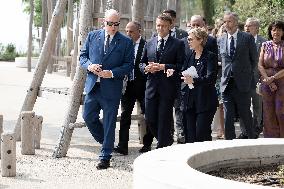NO TABLOIDS - President Macron Visits Monaco With Prince Albert II