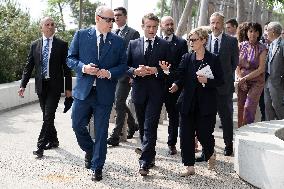NO TABLOIDS - President Macron Visits Monaco With Prince Albert II