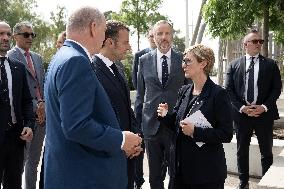 NO TABLOIDS - President Macron Visits Monaco With Prince Albert II