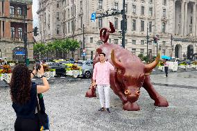 Financial Bull Sculpture in Shanghai