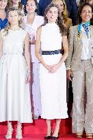 Queen Letizia Closes Euros de tu Nomina Event in Madrid