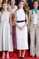 Queen Letizia Closes Euros de tu Nomina Event in Madrid