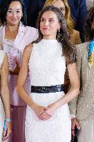 Queen Letizia Closes Euros de tu Nomina Event in Madrid