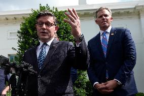 Speaker Mike Johnson speaks to reporters - Washington