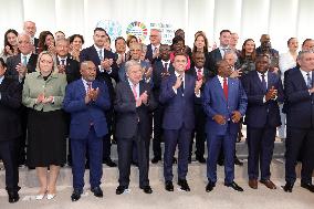 Macron during a family picture at UNOC3 - Nice