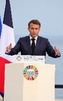 Macron during a press conference at UNOC3 - Nice