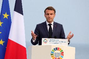 Macron during a press conference at UNOC3 - Nice
