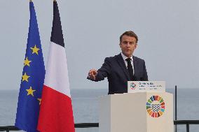 Macron during a press conference at UNOC3 - Nice