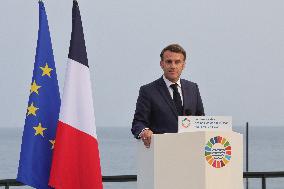 Macron during a press conference at UNOC3 - Nice