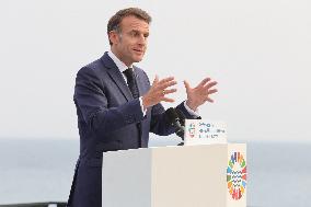 Macron during a press conference at UNOC3 - Nice