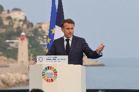 Macron during a press conference at UNOC3 - Nice