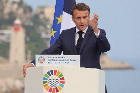 Macron during a press conference at UNOC3 - Nice