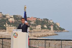 Macron during a press conference at UNOC3 - Nice