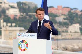 Macron during a press conference at UNOC3 - Nice