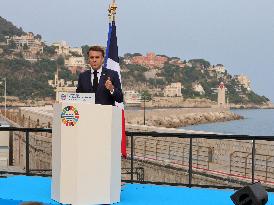 Macron during a press conference at UNOC3 - Nice