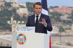 Macron during a press conference at UNOC3 - Nice