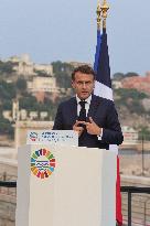 Macron during a press conference at UNOC3 - Nice