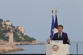 Macron during a press conference at UNOC3 - Nice