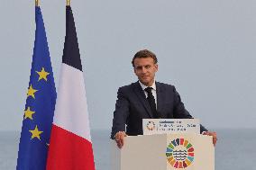 Macron during a press conference at UNOC3 - Nice