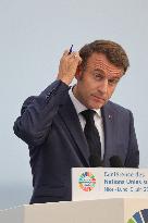 Macron during a press conference at UNOC3 - Nice