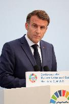 Macron during a press conference at UNOC3 - Nice