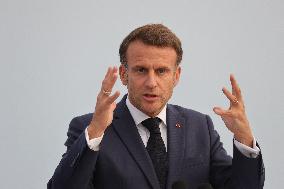 Macron during a press conference at UNOC3 - Nice