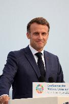 Macron during a press conference at UNOC3 - Nice