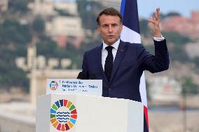 Macron during a press conference at UNOC3 - Nice