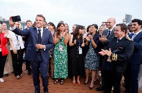 Macron during a press conference at UNOC3 - Nice