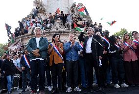 Pro-Palestinian Rally For Freedom Flotilla Madleen - Paris