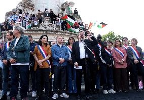 Pro-Palestinian Rally For Freedom Flotilla Madleen - Paris